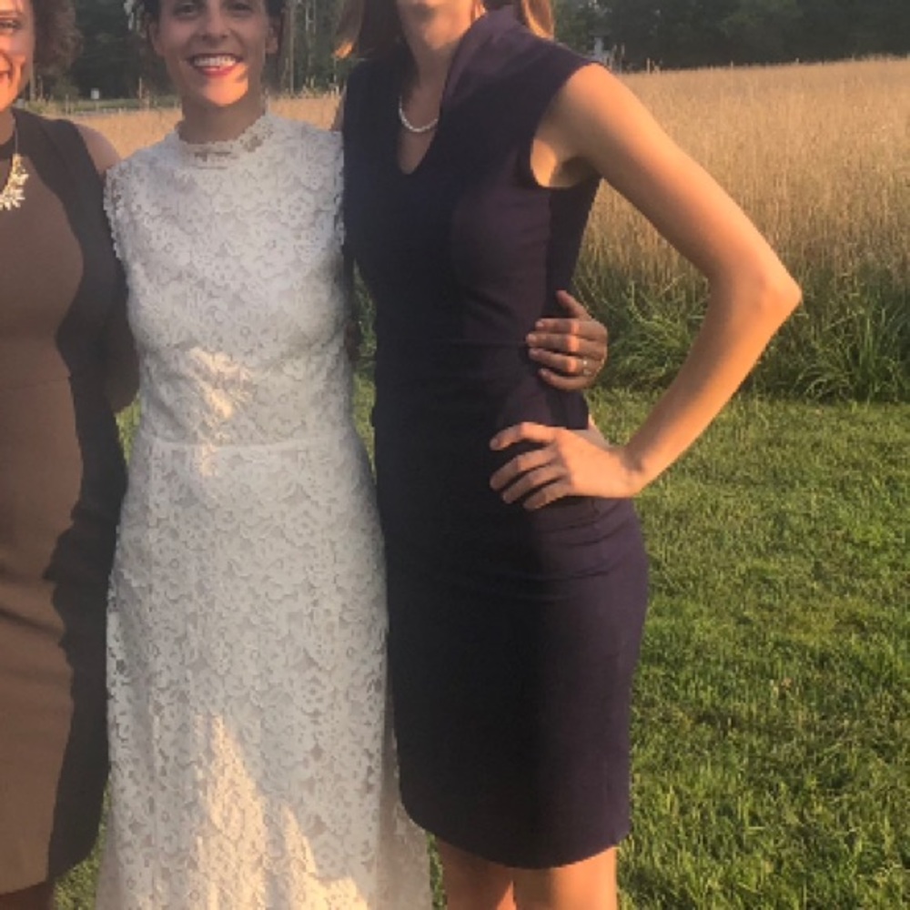 Formal Event Dress-Classic Classy Navy Knee-Length